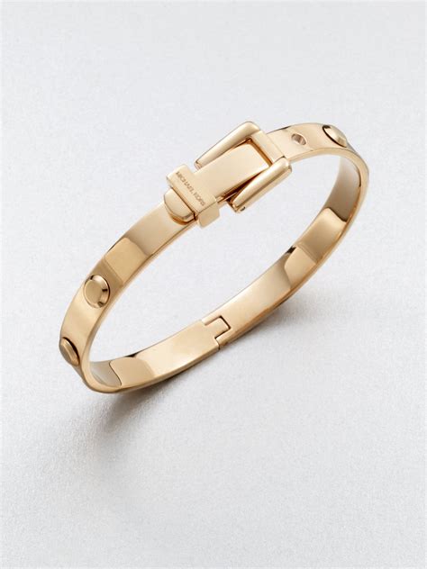 michael kors heritage gold and rose buckle bangle|michael kors bracelet with lock.